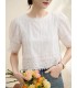 レース刺繍中空コットンTシャツスカートスーツ