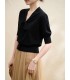 Top in maglia con colletto flottante in lana
