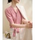 Top in maglia con colletto flottante in lana
