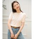 T-shirt a maniche corte in maglia di cotone Tencel a quadri vuoti a rombi