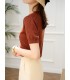 T-shirt a maniche corte in maglia di cotone Tencel a quadri vuoti a rombi