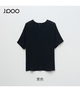 Silk bat sleeve solid color T-shirt top 