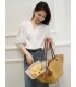 Top camicia in cotone con maniche a tre quarti e maniche a sbuffo