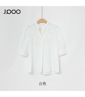 Haut chemise manches mi-longues en coton modal creux 