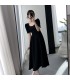 方领高级感赫本风小黑裙