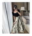 Waist commuting spliced ​​puff sleeve long skirt 