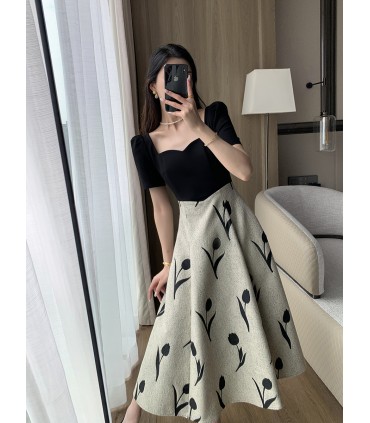 Váy dài tay phồng phối eo đi làm 