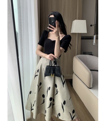 Váy dài tay phồng phối eo đi làm 