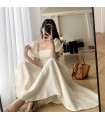 Tea Break Waist Puff Sleeve Gentle Wind Long Dress 