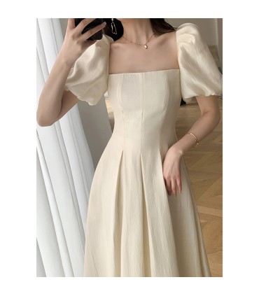 Tea Break Taille Manches Bouffantes Vent Doux Robe Longue 