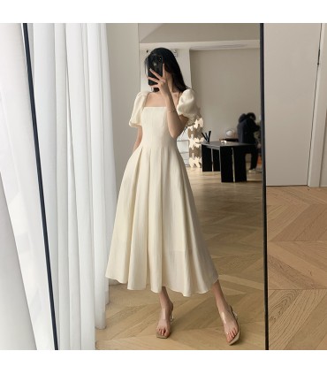 Tea Break Taille Manches Bouffantes Vent Doux Robe Longue 