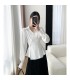 패셔너블한 허리 통근 긴팔 탑 