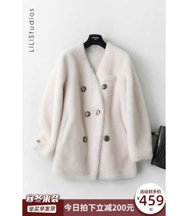 Women's Double Sheep Shearing Breasted Jacket