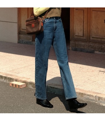 Franska klassiska vintage blå raka jeans 