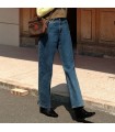 jeans lurus biru vintage klasik Prancis 