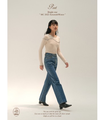 Franse klassieke vintage blauwe straight jeans 