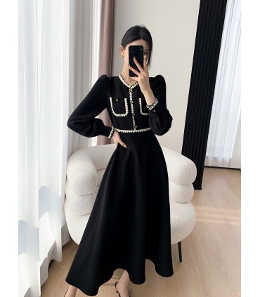 High-end midja-cinching lång kjol i Hepburn-stil 