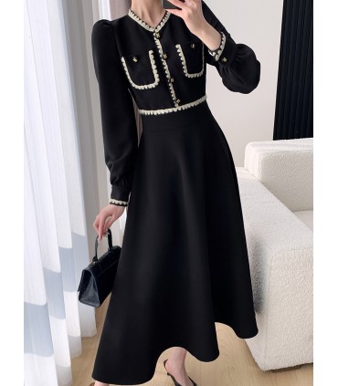 High-end midja-cinching lång kjol i Hepburn-stil 