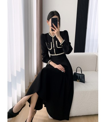 High-end midja-cinching lång kjol i Hepburn-stil 