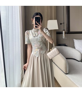 Skirt panjang dua helai palsu gaya kebangsaan 