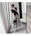 High-waisted mid-length umbrella skirt