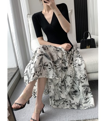 Rok payung mid-length berpinggang tinggi