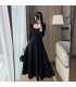 Waisted and draped Hepburn style square neck long skirt 