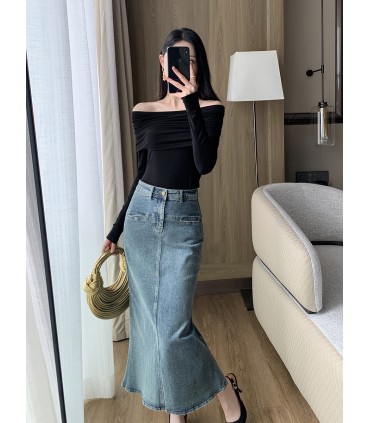 Rok Fishtail Belahan Pinggang Tinggi 