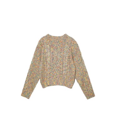 彩色点点纱麻花宽松毛衣