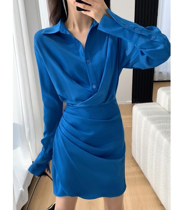 Camisa cintura urbana saia azul 