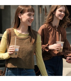 Velours Laine Wheat Ear Texture Vest 