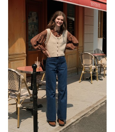 Chaleco con textura de oreja de trigo y lana de terciopelo