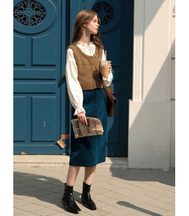 Chaleco con textura de oreja de trigo y lana de terciopelo