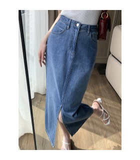 Modieuze rechte en veelzijdige splitrok met hoge taille 