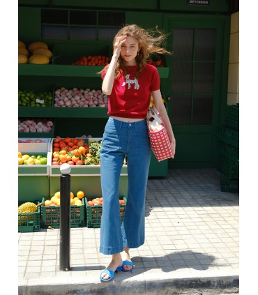 Short thin cotton knitted short-sleeved T-shirt