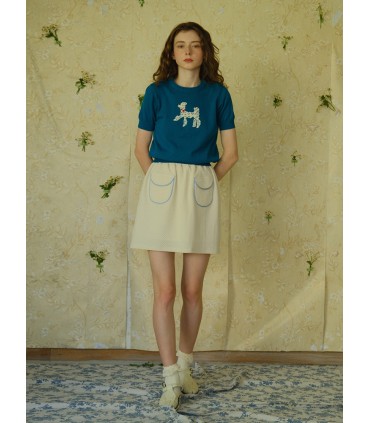 Short thin cotton knitted short-sleeved T-shirt