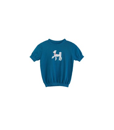 Kort tunn bomullsstickad kortärmad T-shirt