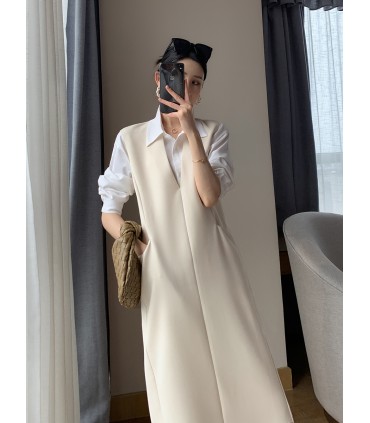 女神范V领通勤长裙