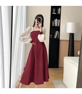 Square Neck Retro Hepburn Style Engagement Dress