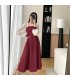 スクエアネック レトロ ヘップバーン スタイル 婚約ドレス