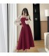 スクエアネック レトロ ヘップバーン スタイル 婚約ドレス