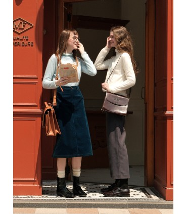 经典湖蓝灯芯绒半身中裙