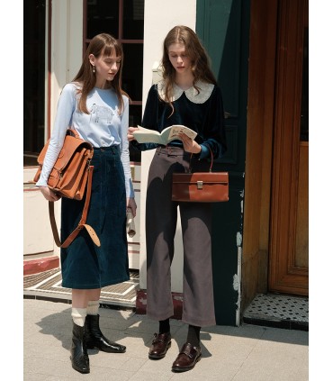 Klassisk søblå fløjlsnederdel 