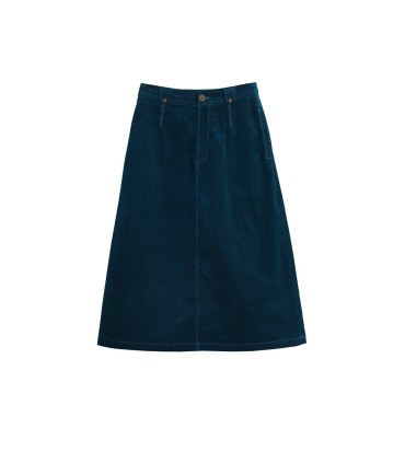 Классическая вельветовая юбка озерно-синего цвета 