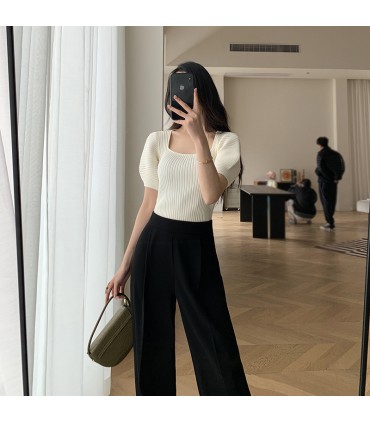 Áo thun ngắn tay dệt kim đa năng giảm tuổi tác 