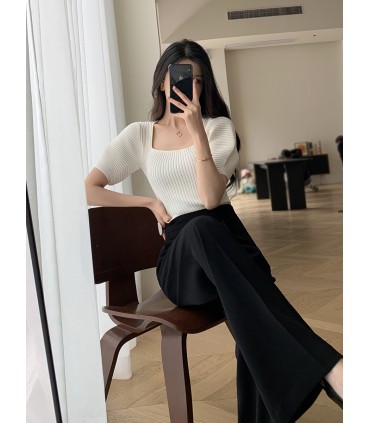 Áo thun ngắn tay dệt kim đa năng giảm tuổi tác 