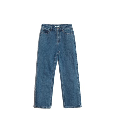 Jeans vintage clássico francês reta azul 