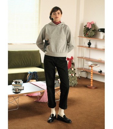 Zwarte fleece warme broek 