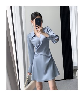 Waist goddess style imitation acetate short skirt 