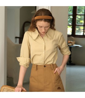 Chemise à manches longues ajustée à rayures foncées